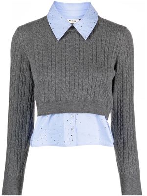 SANDRO layered cable-knit top - Grey