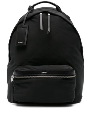 SANDRO leather-trim logo-stamp backpack - Black