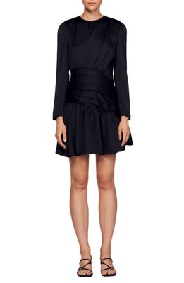 sandro Leticia Long Sleeve Fit & Flare Minidress in Black