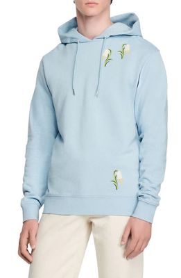 sandro Lily Cotton Hoodie in Sky Blue