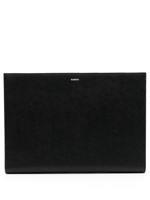 SANDRO logo-debossed leather laptop bag - Black