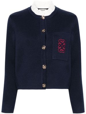 SANDRO logo-embroidered button-up cardigan - Blue