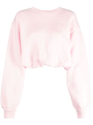 SANDRO logo-embroidered cropped sweatshirt - Pink