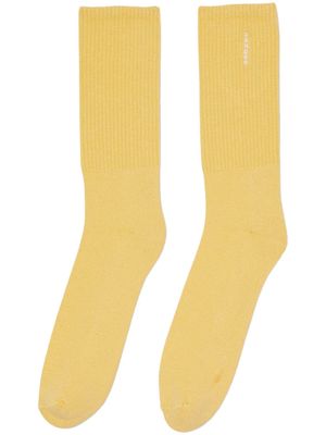 SANDRO logo-embroidered ribbed socks - Yellow