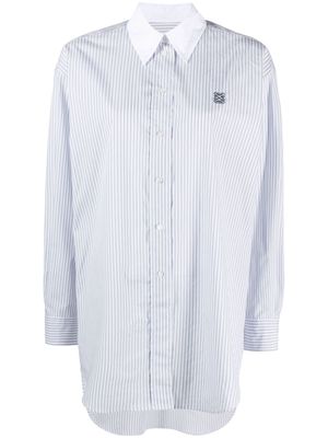 SANDRO logo-embroidered striped cotton shirt - White