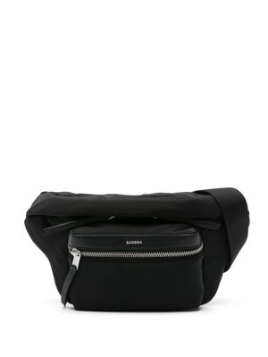 SANDRO logo-lettering leather-trim belt bag - Black