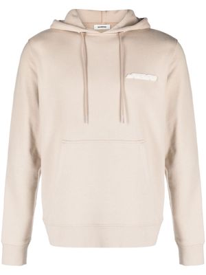 SANDRO logo-patch cotton jersey hoodie - Neutrals