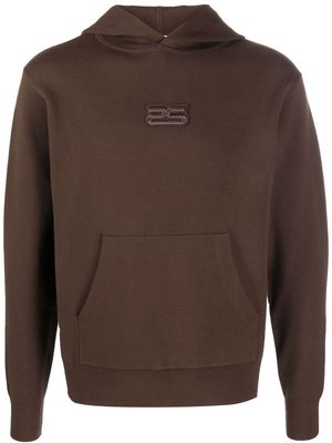 SANDRO logo-patch pouch-pocket hoodie - Brown
