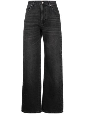 SANDRO logo-patch straight-leg jeans - Black