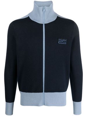 SANDRO logo-patch zip-up cotton sweatshirt - Blue
