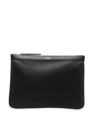 SANDRO logo-print faux-leather clutch bag - Black