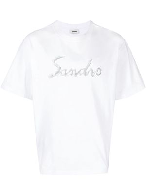 SANDRO logo-print jersey T-shirt - White