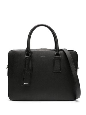 SANDRO logo-print Saffiano leather briefcase - Black