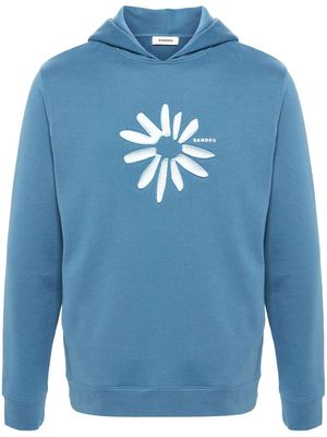 SANDRO logo-print slouch hoodie - Blue