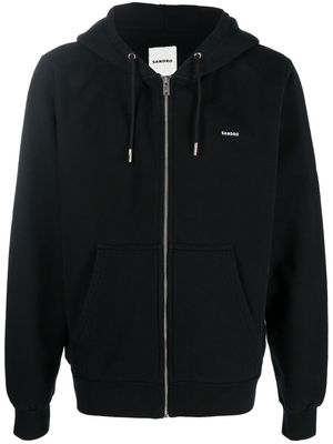 SANDRO logo-print zip-up hoodie - Black