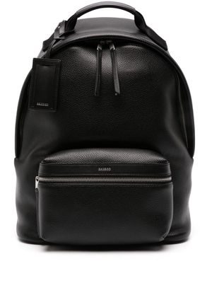 SANDRO logo-stamp leather backpack - Black