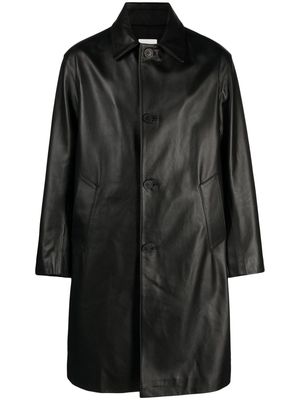 SANDRO long leather coat - Black