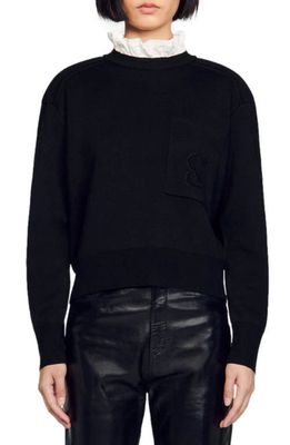 sandro Lucien Wool Blend Sweater in Black
