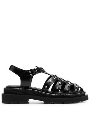 SANDRO Lys studded leather cage sandals - Black