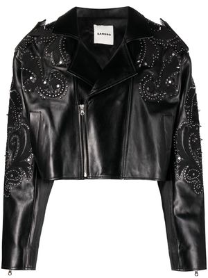 SANDRO Mariah leather biker jacket - Black