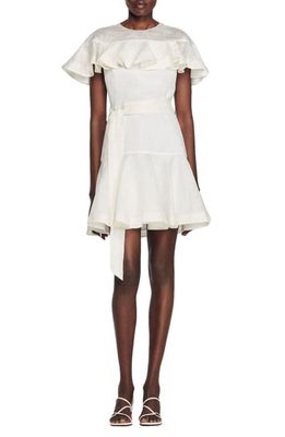 sandro Marjorque A-Line Linen Blend Minidress in White