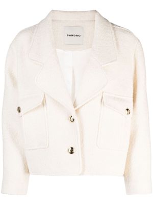SANDRO Mason single-breasted cropped jacket - 10 BLANC