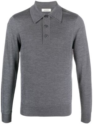 SANDRO melange-effect knit polo jumper - Grey