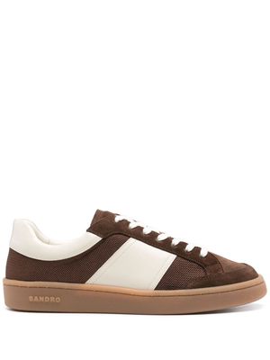 SANDRO mesh-detailed leather sneakers - Brown