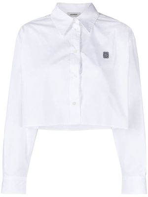 SANDRO monogram-embroidered cotton shirt - White