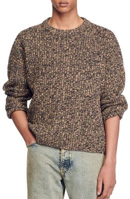 sandro Mouliné Wool Blend Sweater in Brown