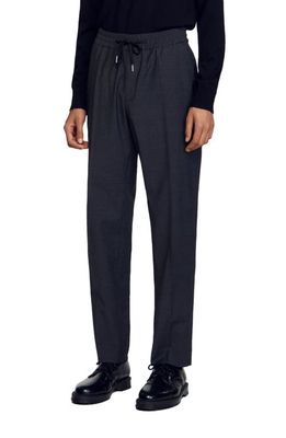 sandro New Alpha Straight Leg Wool Blend Pants in China Gry