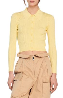 sandro Olympe Rib Crop Sweater in Yellow
