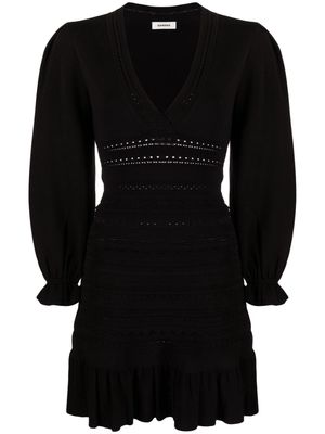 SANDRO Ombre V-neck minidress - Black