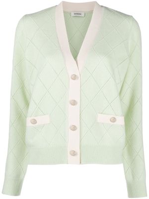 SANDRO openwork argyle-pattern cardigan - Green
