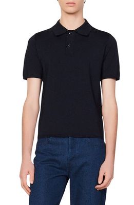 sandro Pablo Polo Sweater in Navy Blue