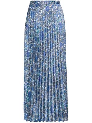 SANDRO paisley-print pleated midi skirt - Blue