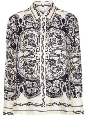 SANDRO paisley-print silk shirt - Neutrals