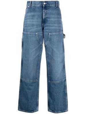 SANDRO panelled cotton straight-leg jeans - Blue