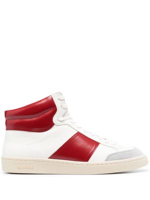 SANDRO panelled high-top leather sneakers - Red