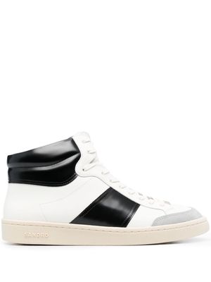 SANDRO panelled high-top leather sneakers - White