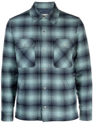 SANDRO plaid-check-pattern quilted-lining shirt jacket - Blue