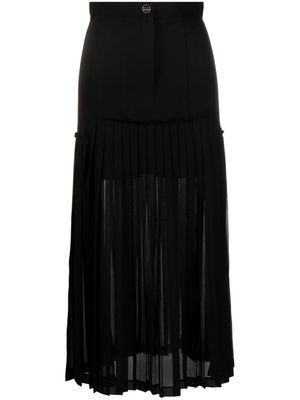 SANDRO pleated semi-sheer midi skirt - Black
