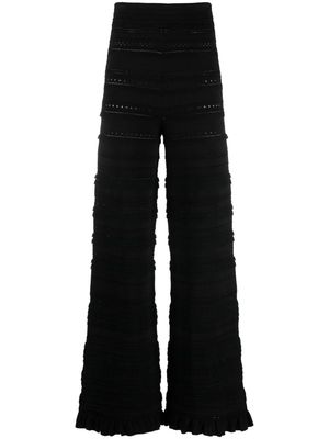 SANDRO pointelle-knit straight-leg trousers - Black