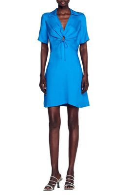 sandro Pompei Keyhole Short Sleeve Dress in Blue