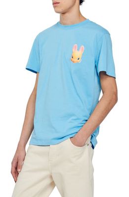 sandro Rabbit Cotton Graphic Logo Tee in Clear Blue