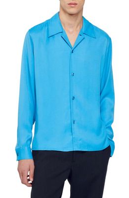 sandro Requin Solid Button-Up Camp Shirt in Sky Blue
