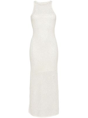 SANDRO rhinestone-embellished knitted maxi dress - White