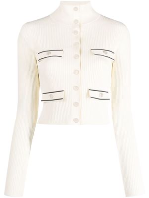 SANDRO ribbed-knit high-neck cardigan - Neutrals