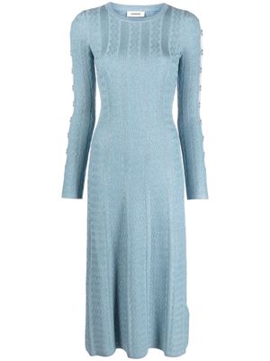 SANDRO ribbed-knit metallic dress - Blue