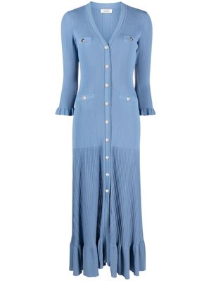 SANDRO ribbed-knit midi dress - Blue